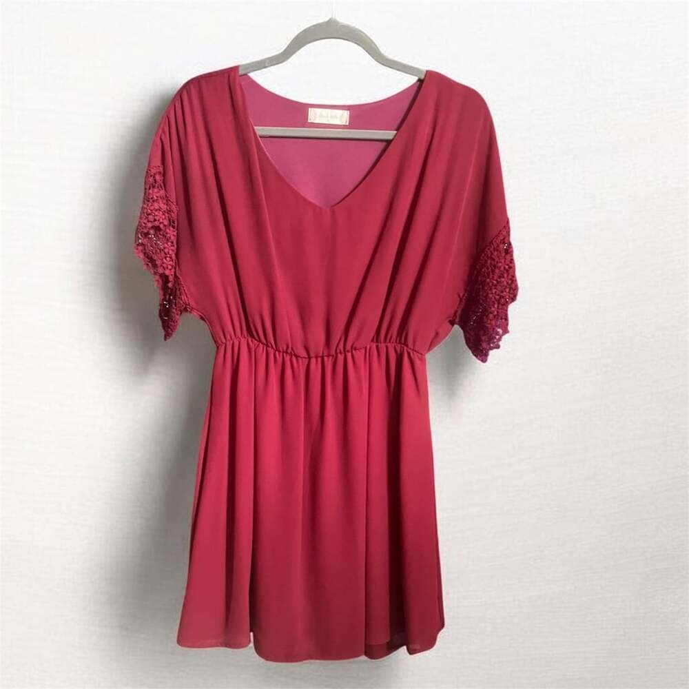 Altar'd State Maroon Lace Sleeve Dress Size M